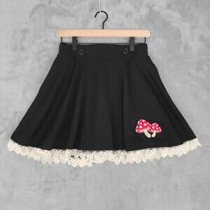 Midnight Hour mushroom embroidered skirt crochet hem cottagecore goth